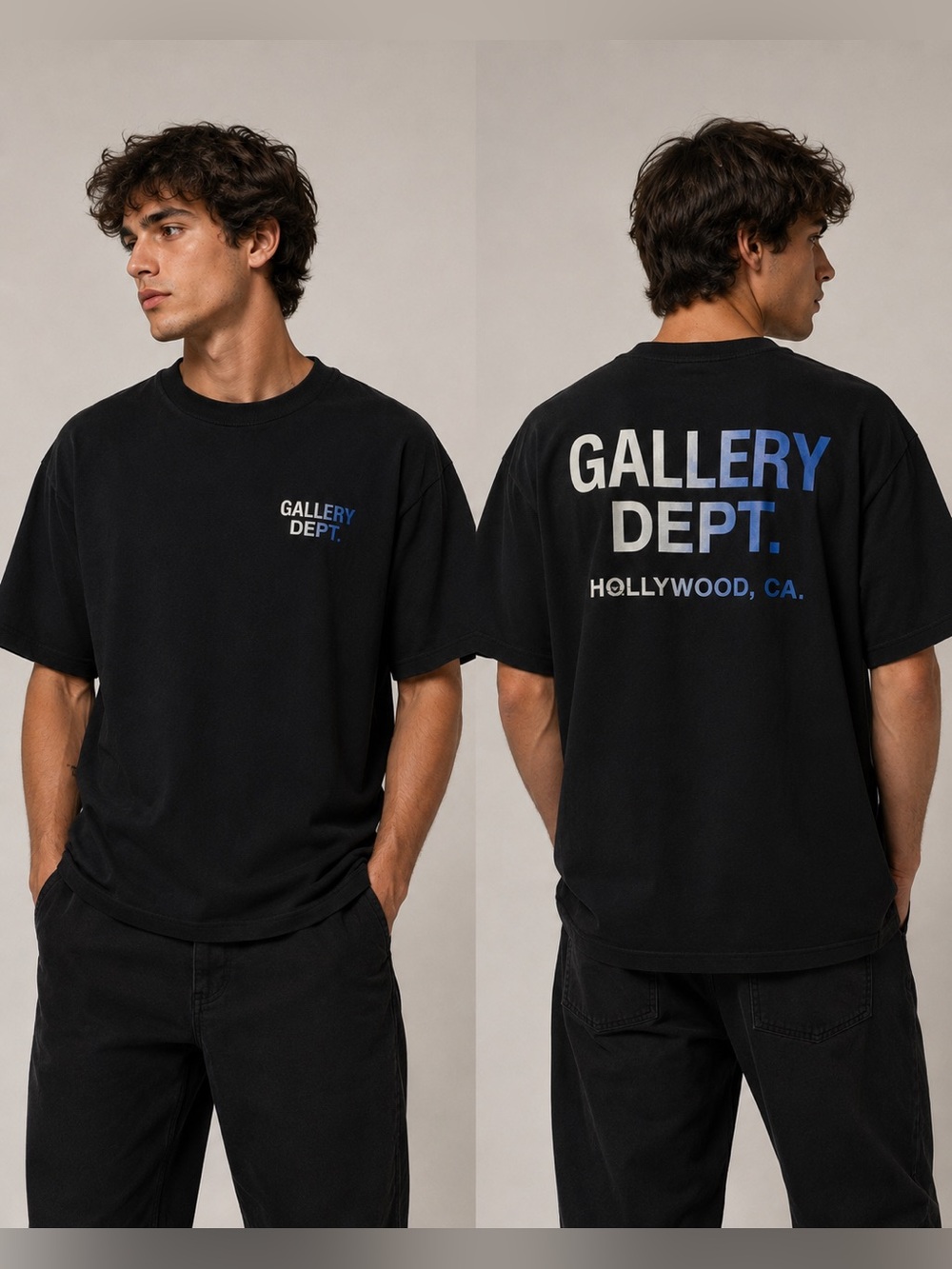 Gallery Dept Black and Blue Graphic T-Shirt Size L – Streetwear Designer Tee